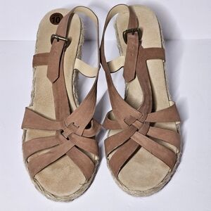 Crisscross Leatherette Suede Braided Wedges